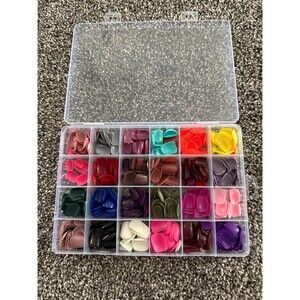 Multicolor Press-On False Nail Tips Set Assorted Colors w/ Organizer Case